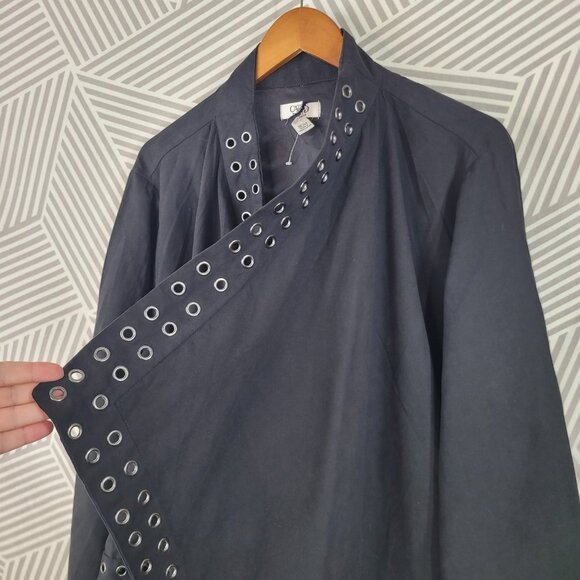 Cato Blazer Jacket Plus 26 28 black Open Front Moto 26W 28W Rivets Alt Corporate - Picture 3 of 6